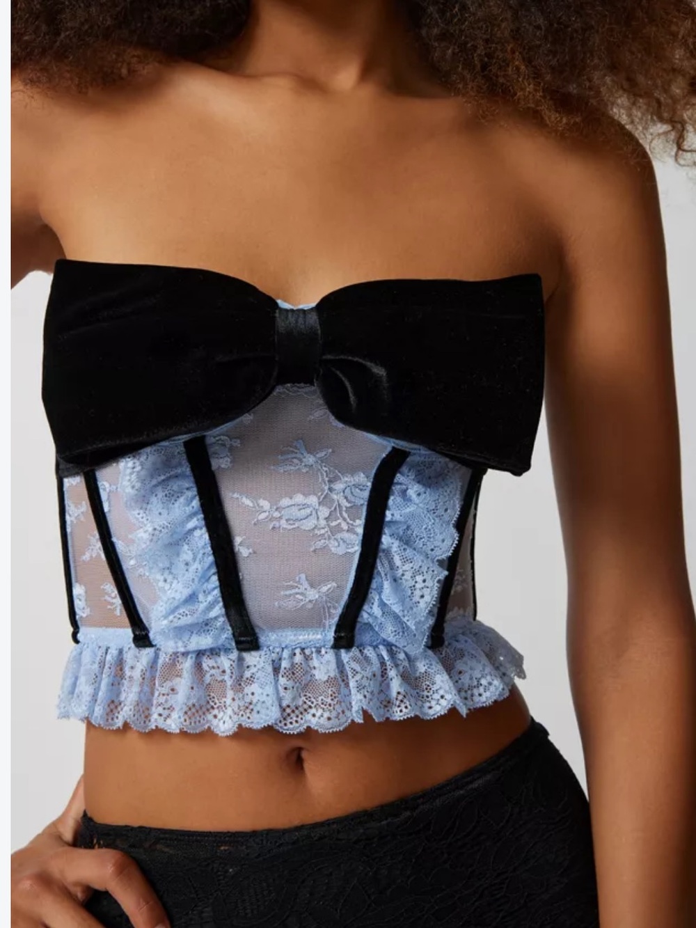Out From Under Bow Down To Me Velvet & Lace Corset